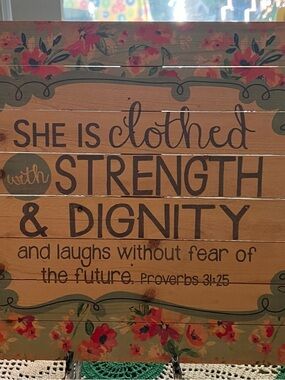 The Spring Shop Floral Wooden Sign - Brown, Green, Pink 2012